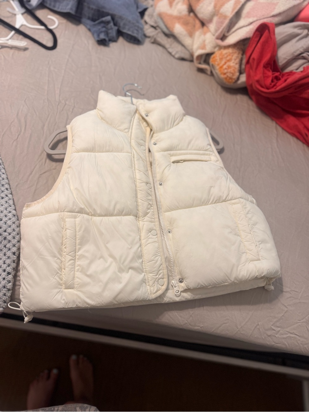 Simply Southern Cream Puffer Vest for Women